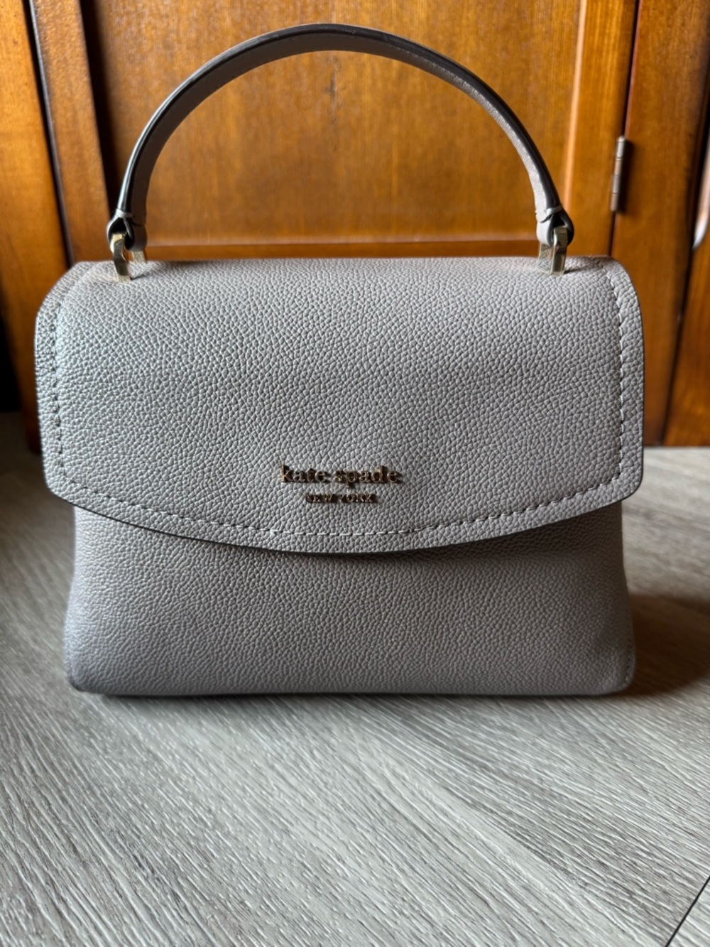 kate spade Pebbled Leather Mini Top-Handle Bag in Light Gray